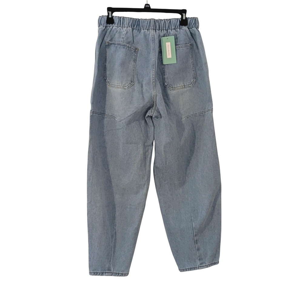 New Collection‎ Light Wash Denim Barrel High Waist Utility Pants Blue Large NWT - Picture 4 of 8